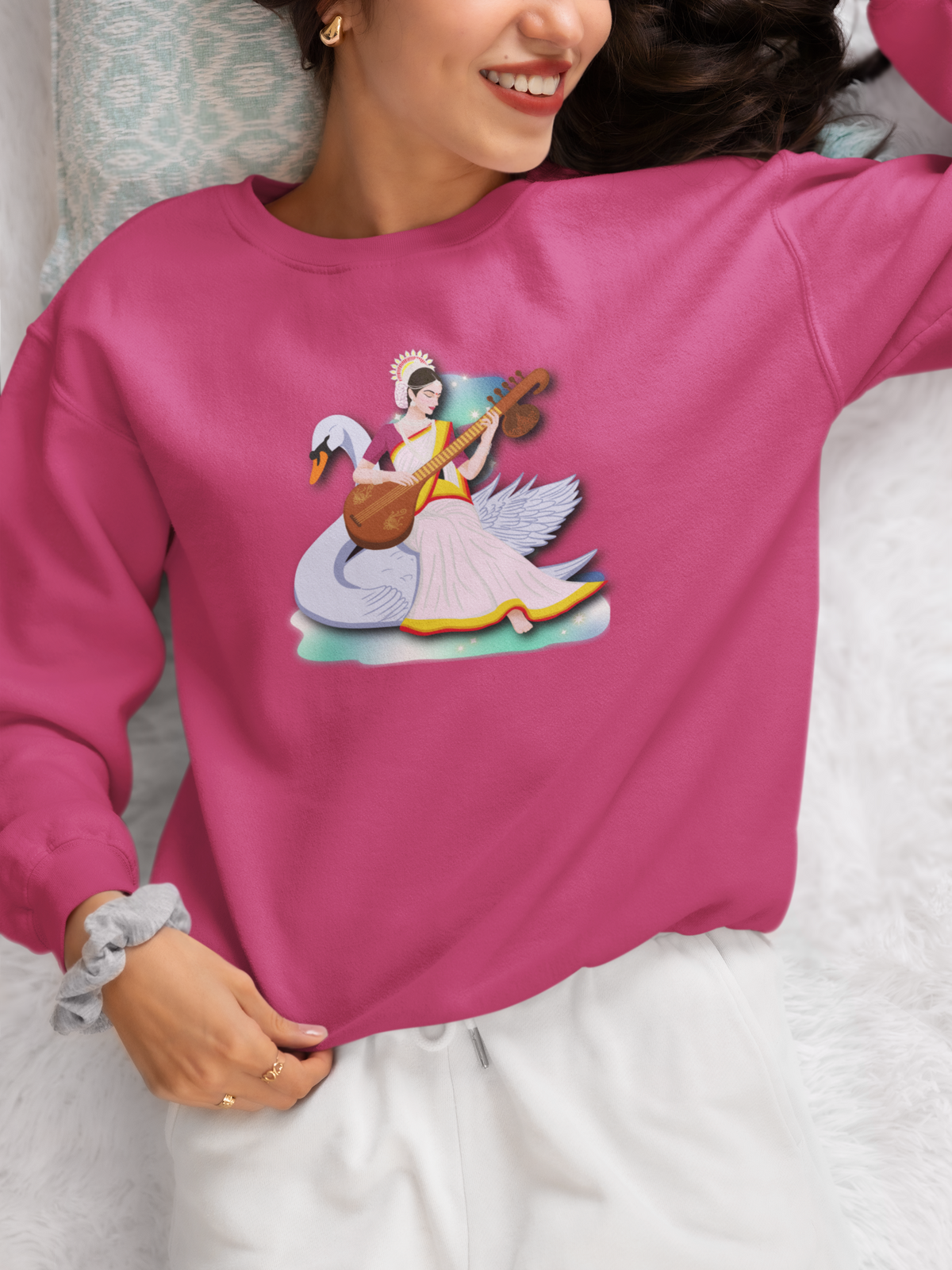 Saraswati Devi Sweatshirt | Celestial River of Wisdom Collection