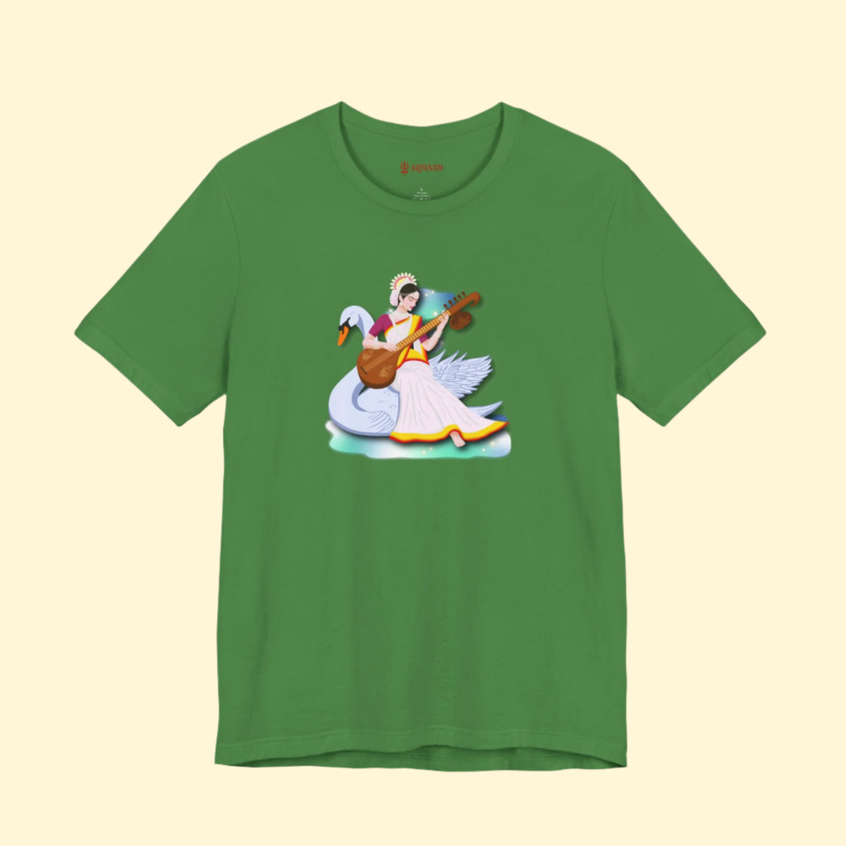 Saraswati Devi T-Shirt | Celestial River of Wisdom Collection