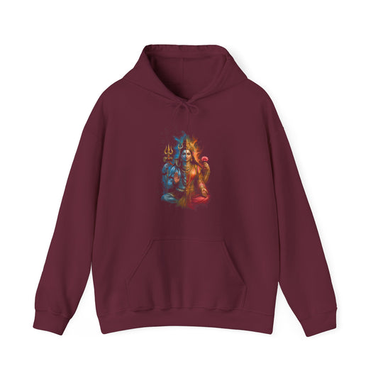 Shiva & Parvati Couple Hoodie — Vibrant Ardhanarishwara Art Pullover