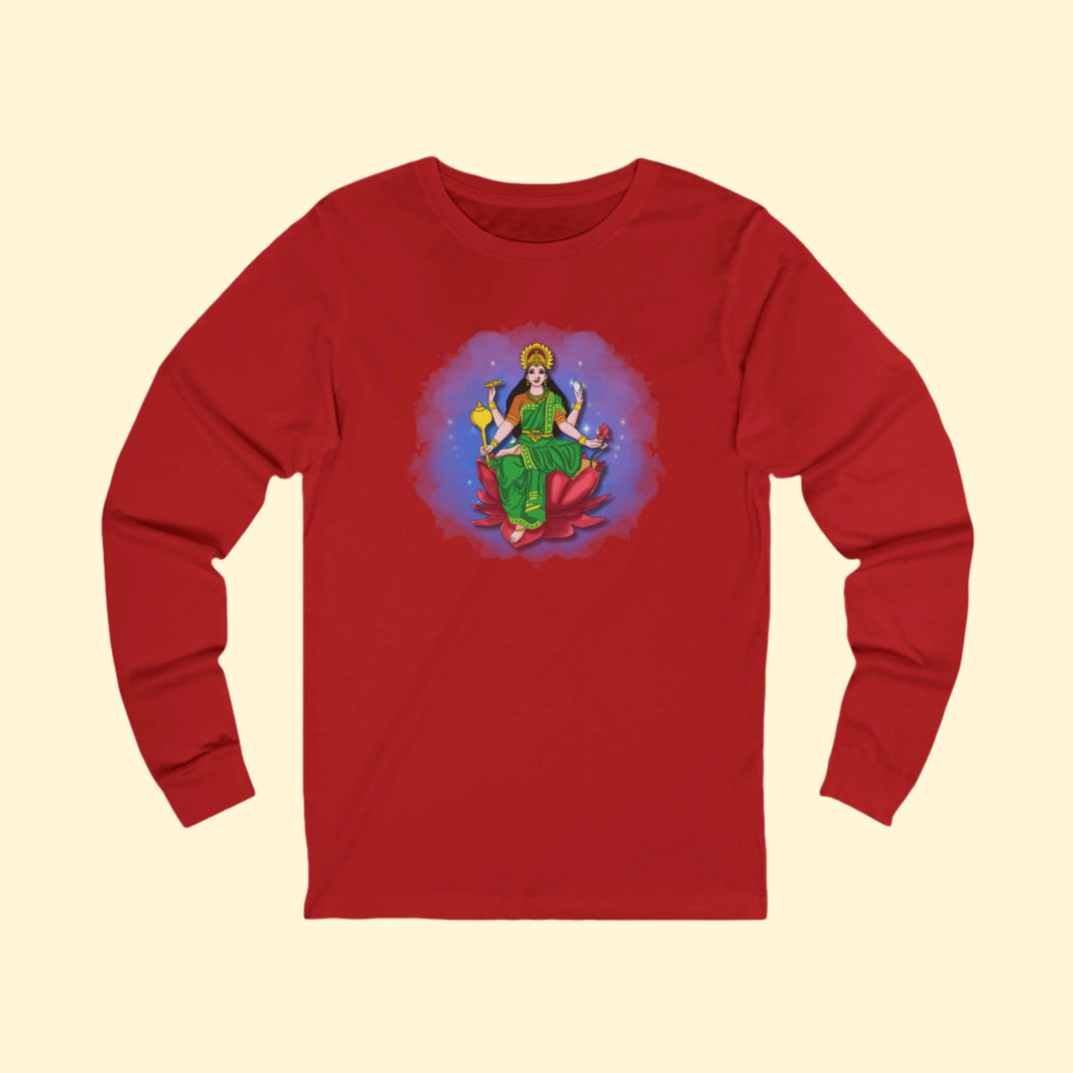 Radiant Lakshmi Devi Long Sleeve Shirt | Divine Abundance Collection