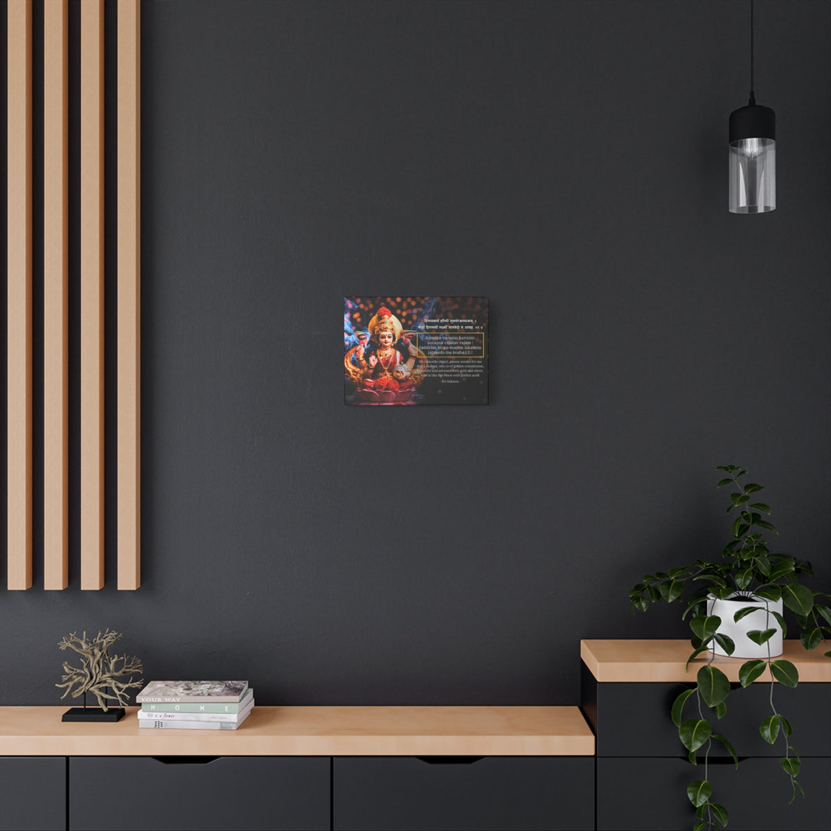 Mother Lakshmi with Sri Suktam Verse - Spiritual Wall Art Canvas
