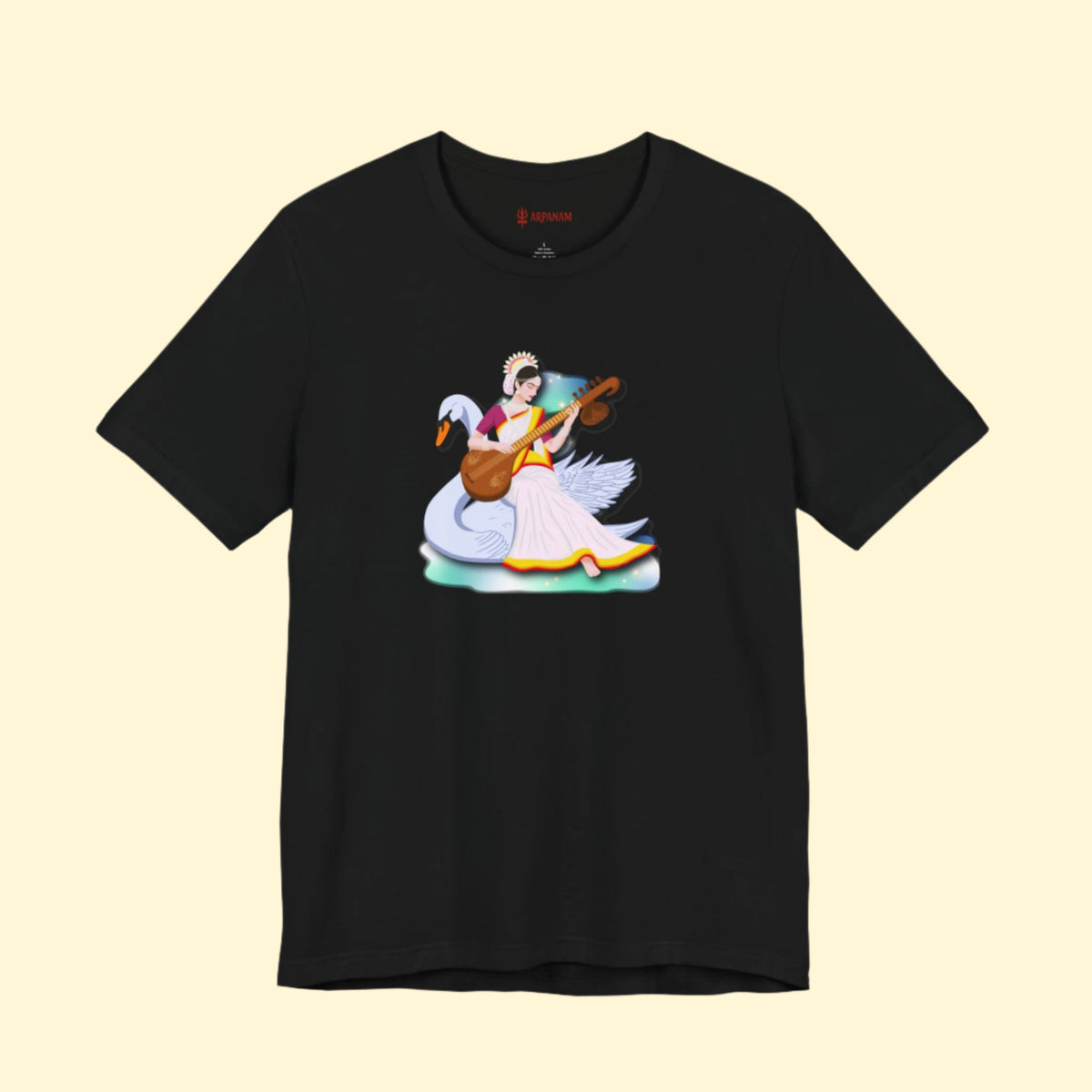 Saraswati Devi T-Shirt | Celestial River of Wisdom Collection