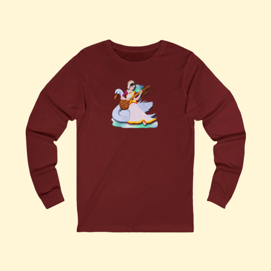 Saraswati Devi Long Sleeve Tee | Celestial River of Wisdom Collection