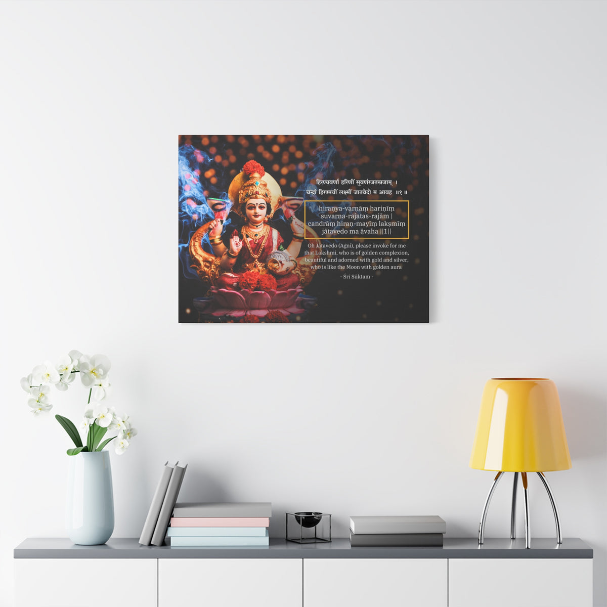 Mother Lakshmi with Sri Suktam Verse - Spiritual Wall Art Canvas
