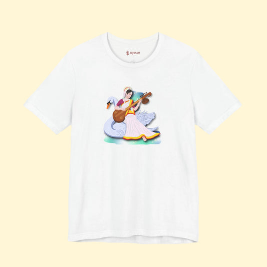 Saraswati Devi T-Shirt | Celestial River of Wisdom Collection