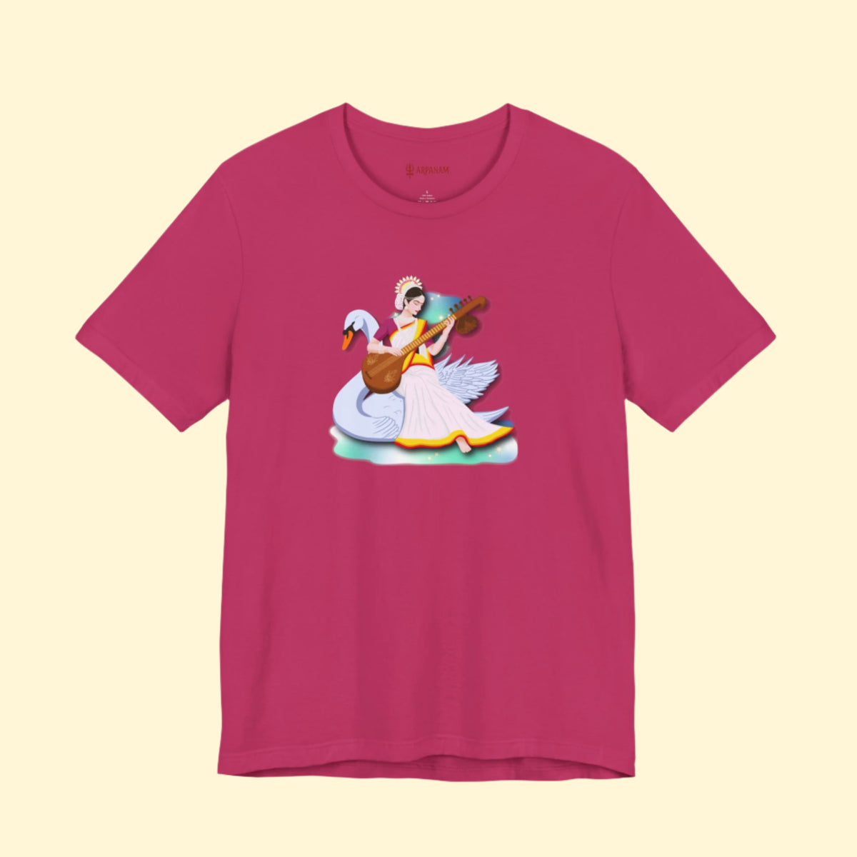 Saraswati Devi T-Shirt | Celestial River of Wisdom Collection
