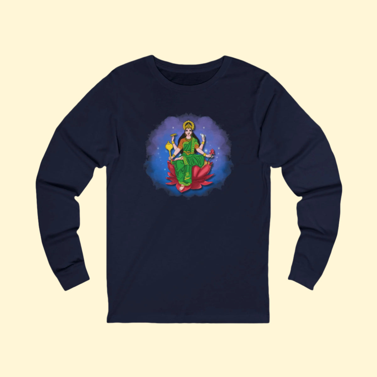 Radiant Lakshmi Devi Long Sleeve Shirt | Divine Abundance Collection