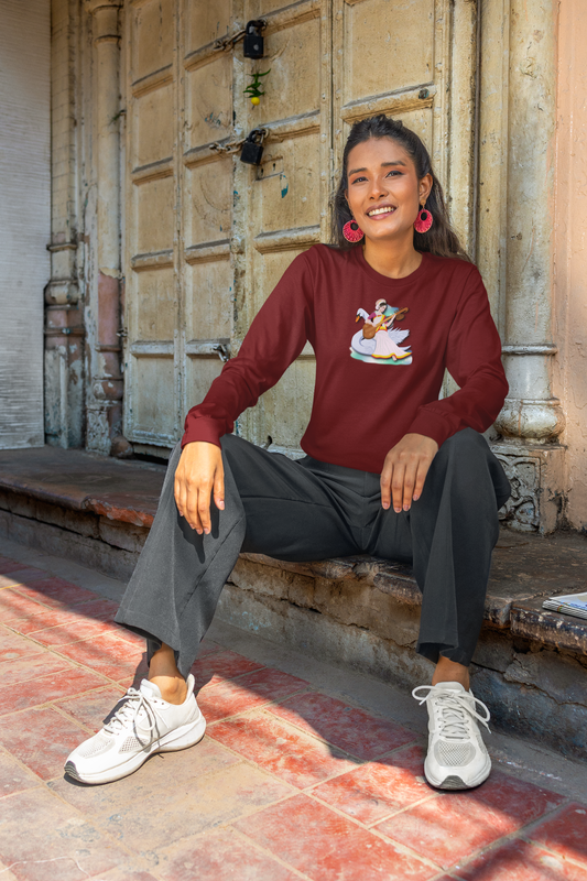 Saraswati Devi Long Sleeve Tee | Celestial River of Wisdom Collection