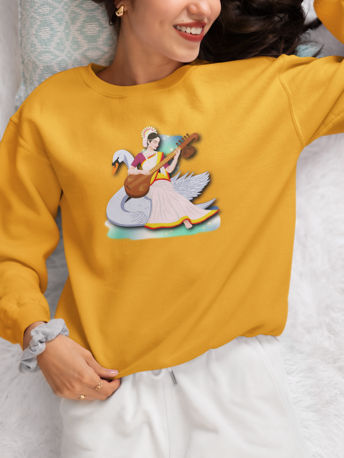 Saraswati Devi Sweatshirt  | Celestial River of Wisdom Collection