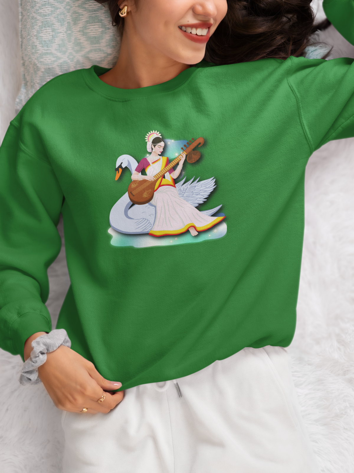 Saraswati Devi Sweatshirt  | Celestial River of Wisdom Collection