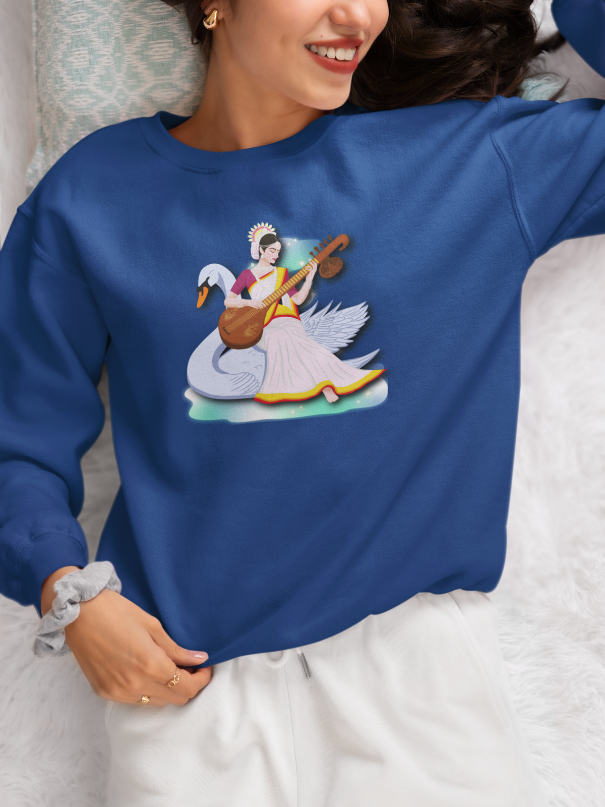 Saraswati Devi Sweatshirt  | Celestial River of Wisdom Collection