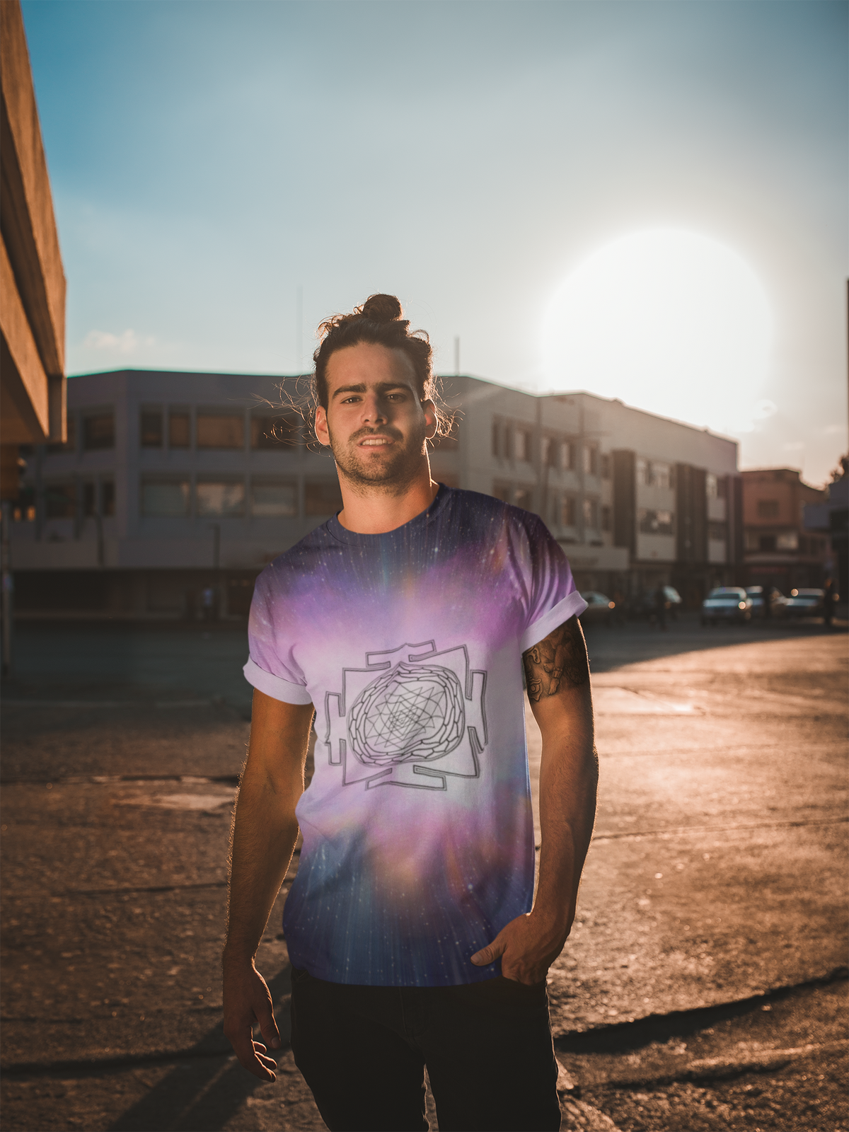The Cosmic Sri Yantra – Celestial Alignment T-Shirt - All Over Print